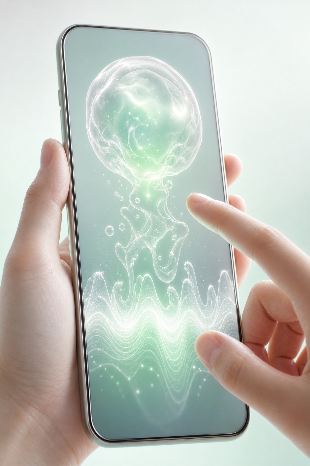 聴く人がオーブを指で触って声を動かす体験のイメージ